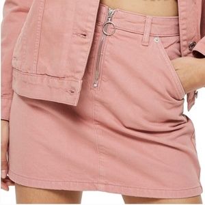 Topshop Pink Denim Skirt